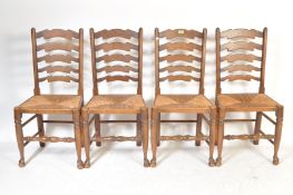 SET OF 17TH CENTURY REVIVAL OAK & RATTAN DINING CHAIRS