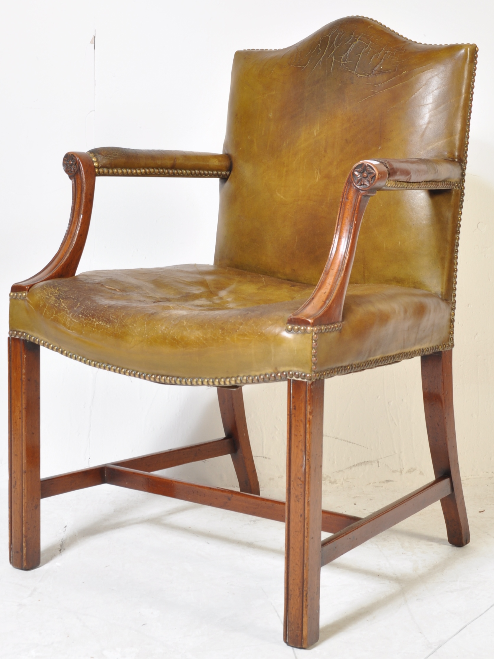 MAHOGANY AND LEATHER GAINSBOROUGH DESK ARMCHAIR