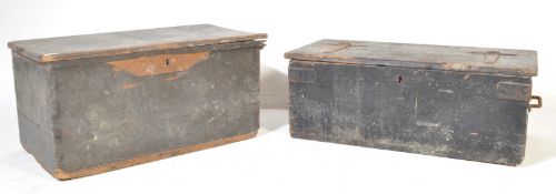 TWO 19TH CENTURY VICTORIAN PAINTED PINE BLANKET BOXES