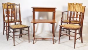 EDWARDIAN MAHOGANY INLAID BEDROOM CHAIR & TABLES