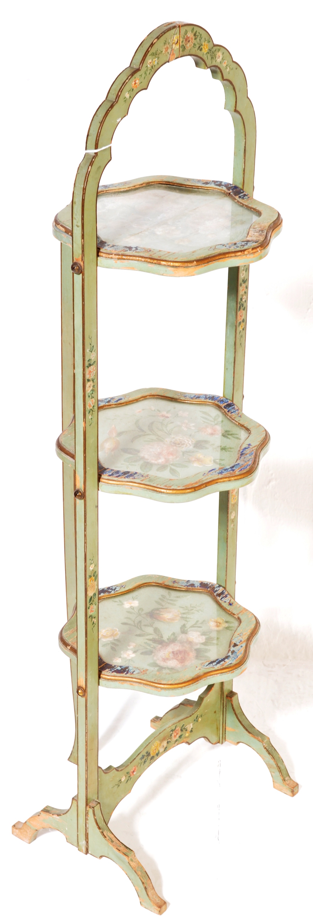 20TH CENTURY THREE TIER PAINTER CAKE STAND - Image 7 of 7