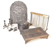 CIRCA 1900 INGLENOOK CAST IRON FIRE SIDE SET