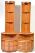 NATHAN FURNITURE - SQUARES PATTERN - PAIR OF CORNER CABINETS