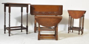 1920'S OAK DROP LEAF TABLE, BARLEY TWIST SUTHERLAND