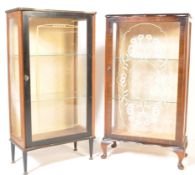 PAIR OF RETRO VINTAGE 1950S WALNUT CHINA DISPLAY CABINETS