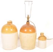 COLLECTION OF THREE VINTAGE STONEWARE FLASKS