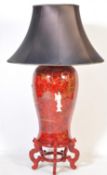 20TH CENTURY RED LACQUERED FLOOR STANDING VASE LAMP