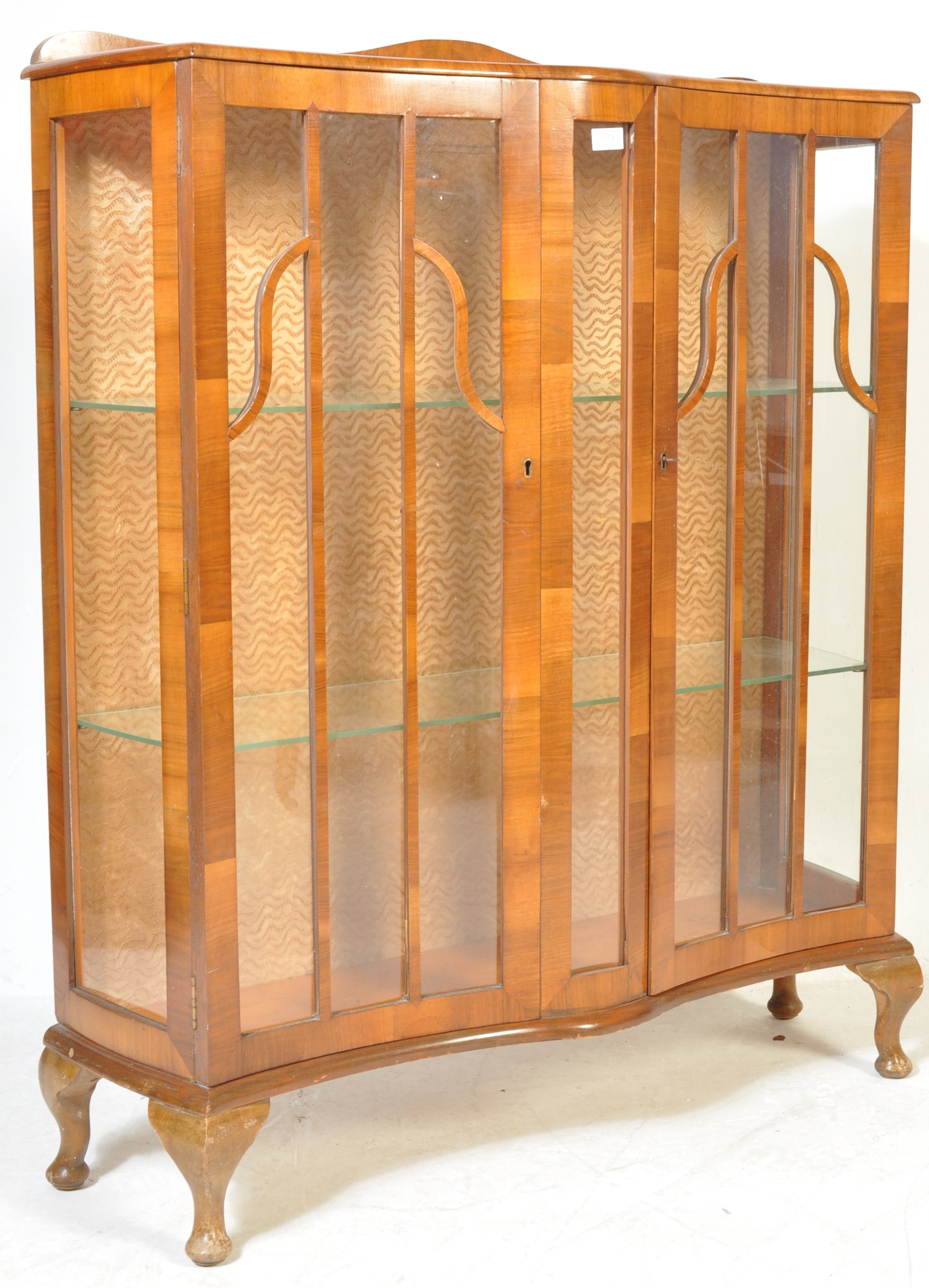 MID 20TH CENTURY WALNUT CHINA DISPLAY CABINET