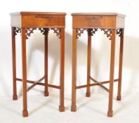 PAIR OF CHIPPENDALE REVIVAL MAHOGANY BEDSIDE TABLES