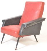 1950’S FRENCH DESIGN BLACK AND RED VINYL ARMCHAIR