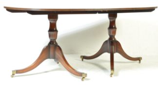 REGENCY REVIVAL MAHOGANY TWIN PEDESTAL DINING TABLE