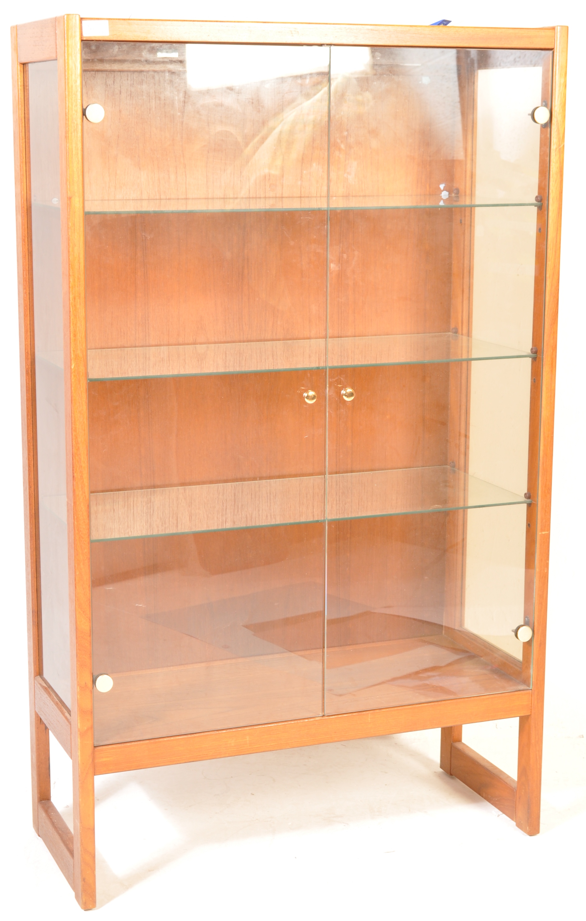 MID 20TH CENTURY DANISH INSPIRED TEAK WOOD AND GLASS DISPLAY CABINET