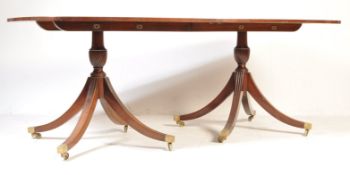 REGENCY REVIVAL MAHOGANY TWIN PEDESTAL DINING TABLE