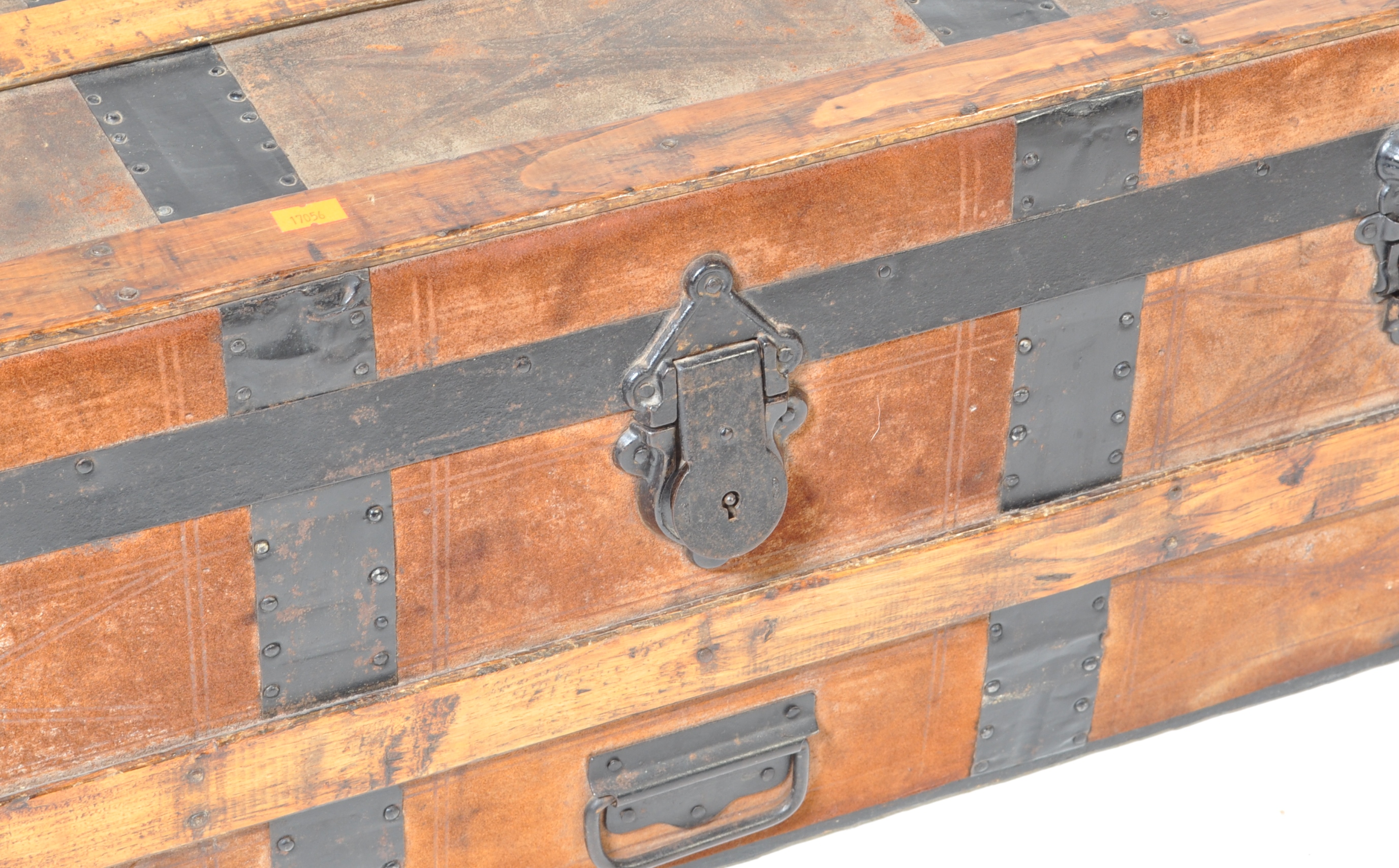 TWO EARLY 20TH CENTURY WOODEN TRUNKS / SHIPPING TRUNKS - Image 3 of 7