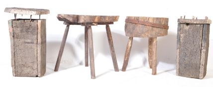 COLLECTION OF FOUR RUSTIC FURNITURE ITEMS