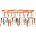 SET OF FOUR VICTORIAN PINE FARMHOUSE KITCHEN DINING CHAIRS