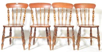 SET OF FOUR VICTORIAN PINE FARMHOUSE KITCHEN DINING CHAIRS