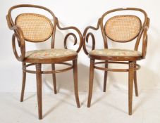 PAIR OF THONET STYLE BENTWOOD CAFE CHAIRS / ARMCHAIRS