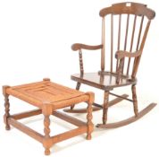 20TH CENTURY MAHOGANY CHILDREN ROCKING CHAIR AND A STOOL