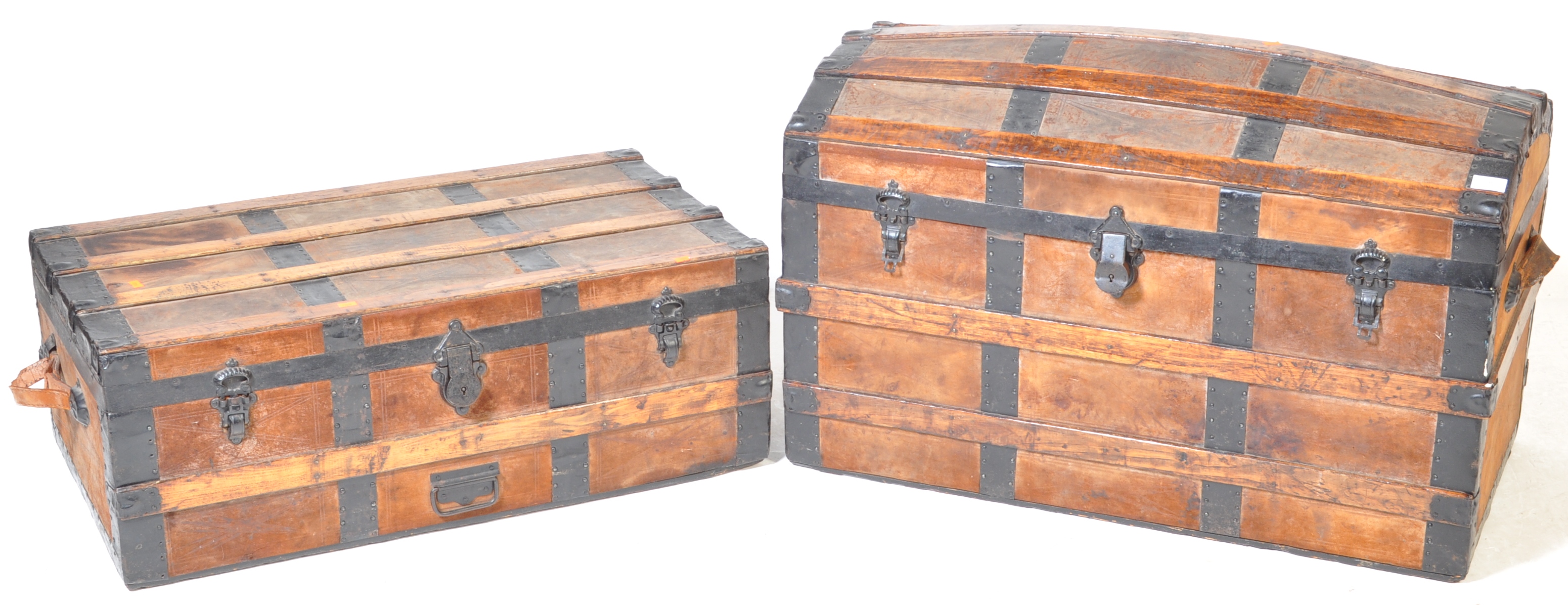 TWO EARLY 20TH CENTURY WOODEN TRUNKS / SHIPPING TRUNKS - Image 2 of 7