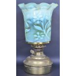 19TH CENTURY VICTORIAN FLOOR STANDING OIL LAMP WITH URANIUM GLASS SHADE