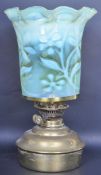 19TH CENTURY VICTORIAN FLOOR STANDING OIL LAMP WITH URANIUM GLASS SHADE