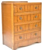 1940'S FIGURED WALNUT CHEST OF DRAWERS