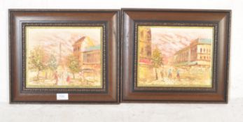 M CHURCH PAIR OF ABSTRACT FRENCH SCENE OIL PAINTINGS