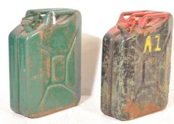 TWO METAL JERRY PETROL CANS