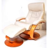 CONTEMPORARY STRESSLESS STYLE LEATHER ARMCHAIR AND FOOTSTOOL
