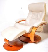 CONTEMPORARY STRESSLESS STYLE LEATHER ARMCHAIR AND FOOTSTOOL