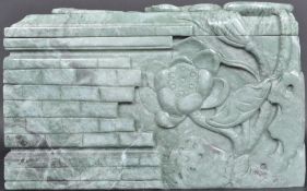 LARGE CHINESE ORIENTAL GREEN SOAP STONE JEWELLERY BOX