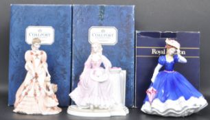 TWO COALPORT & ONE ROYAL DOULTON LADY FIGURINES