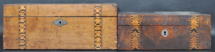 TWO VICTORIAN WALNUT WORK BOXES