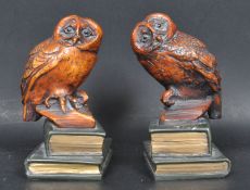 TWO VINTAGE 20TH CENTURY OWL BOOKEND FIGURINES