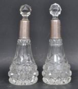 PAIR OF VINTAGE 20TH CENTURY CUT GLASS PERFUME BOTTLES