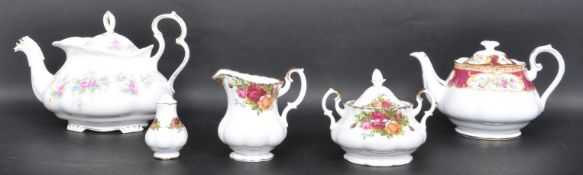 COLLECTION OF VINTAGE 20TH CENTURY ROYAL ALBERT BONE CHINA TEAPOTS