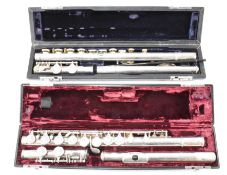 TWO SILVER PLATED FLUTES IN CASES