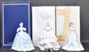 THREE ROYAL WORCESTER PORCELAIN LADY FIGURINES