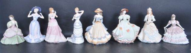 COLLECTION OF EIGHT CERAMIC LADIES FIGURINES BY COALPORT