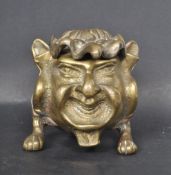 20TH CENTURY BRASS INKWELL IN A FORM OF GARGOYLE