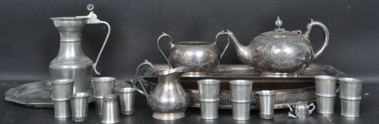 SIGG FRAUENFELD TANKARD SHOT GLASSES & SILVER PLATE