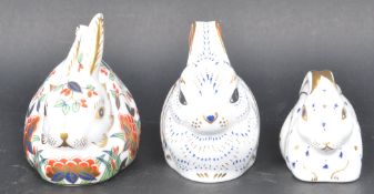 A SELECTION OF ROYAL CROWN DERBY RABBIT PAPERWEIGHTS