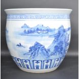 EARLY 20TH CENTURY CHINESE BLUE AND WHITE CERAMIC JARDINIERE