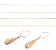 HALLMARKED 9CT GOLD EARRINGS & NECKLACE CHAINS