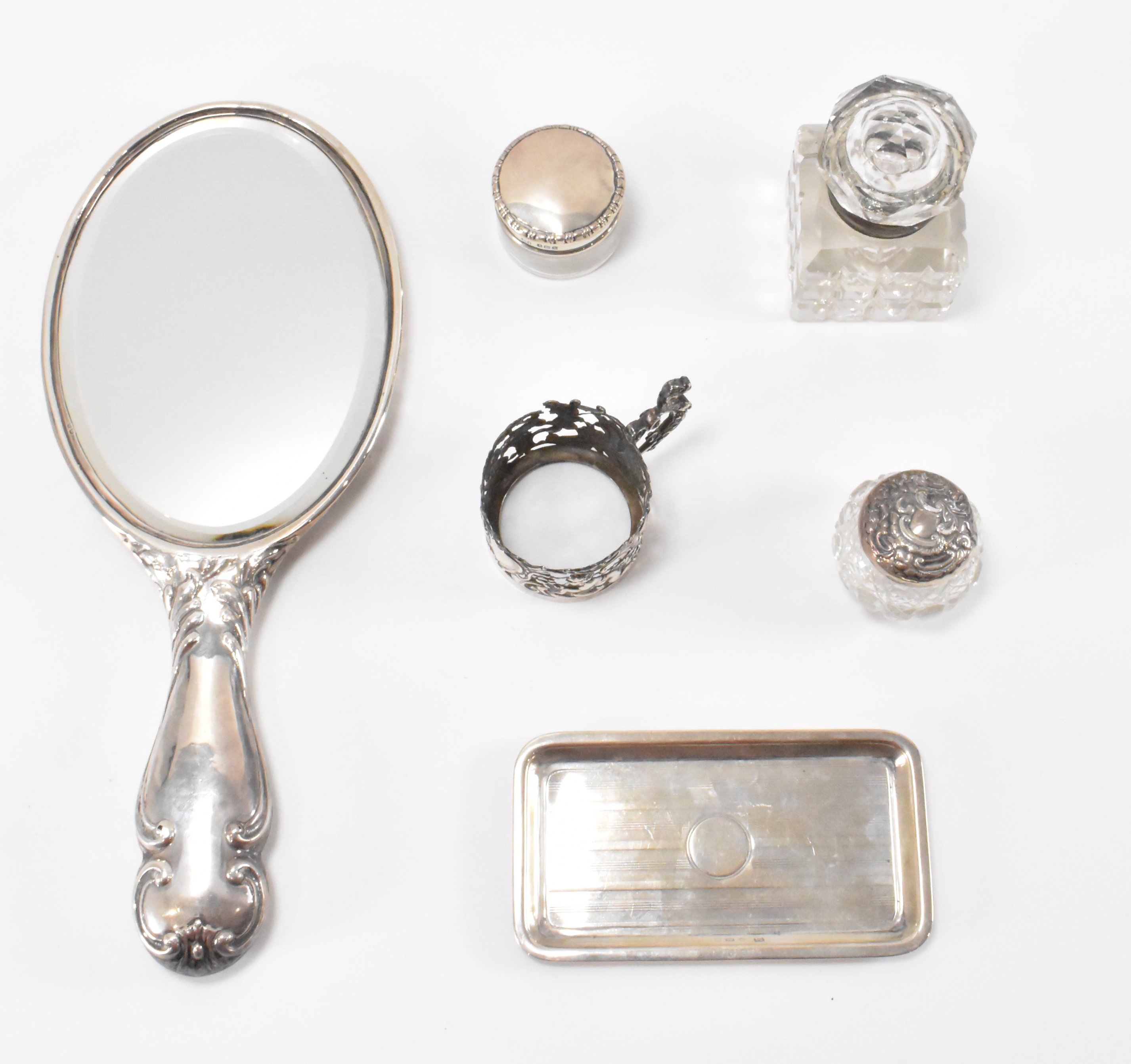 ASSORTMENT OF VICTORIAN & LATER SILVER DRESSING TABLE ITEMS