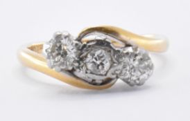 1920S 18CT GOLD & DIAMOND THREE STONE RING