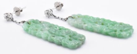 PAIR OF JADE & DIAMOND DROP EARRINGS