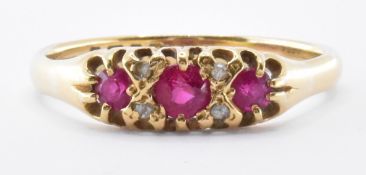 HALLMARKED 1920'S 18CT GOLD RUBY & DIAMOND RING