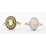 TWO 9CT GOLD RINGS INCLUDING OPAL & PEARL